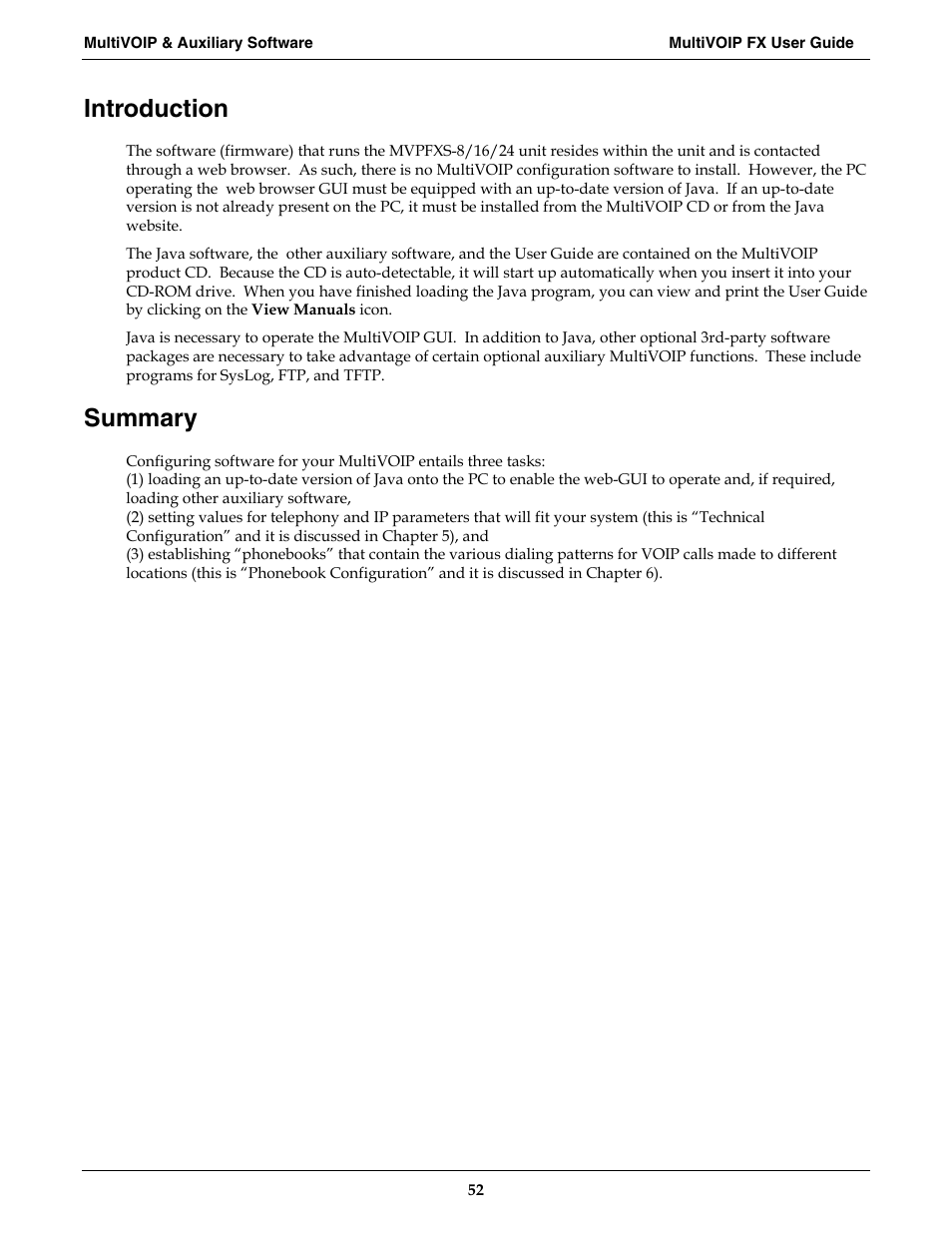 Introduction, Summary | Multi-Tech Systems MVPFXS-16 User Manual | Page 52 / 165