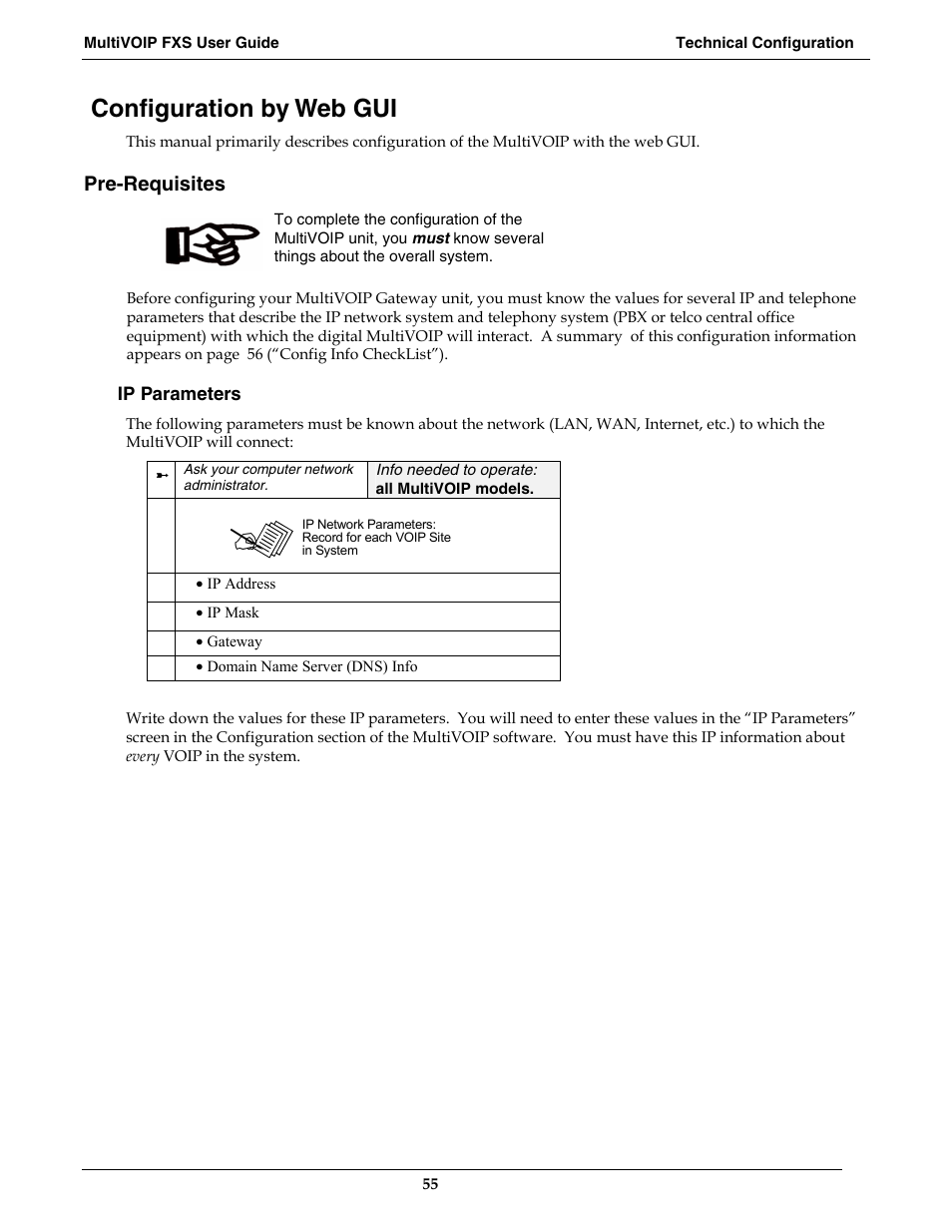 Configuration by web gui, Pre-requisites | Multi-Tech Systems MVPFXS-16 User Manual | Page 55 / 165