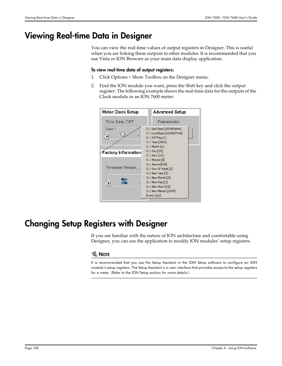 Viewing real-time data in designer, Changing setup registers with designer | Multi-Tech Systems 7500 User Manual | Page 108 / 372