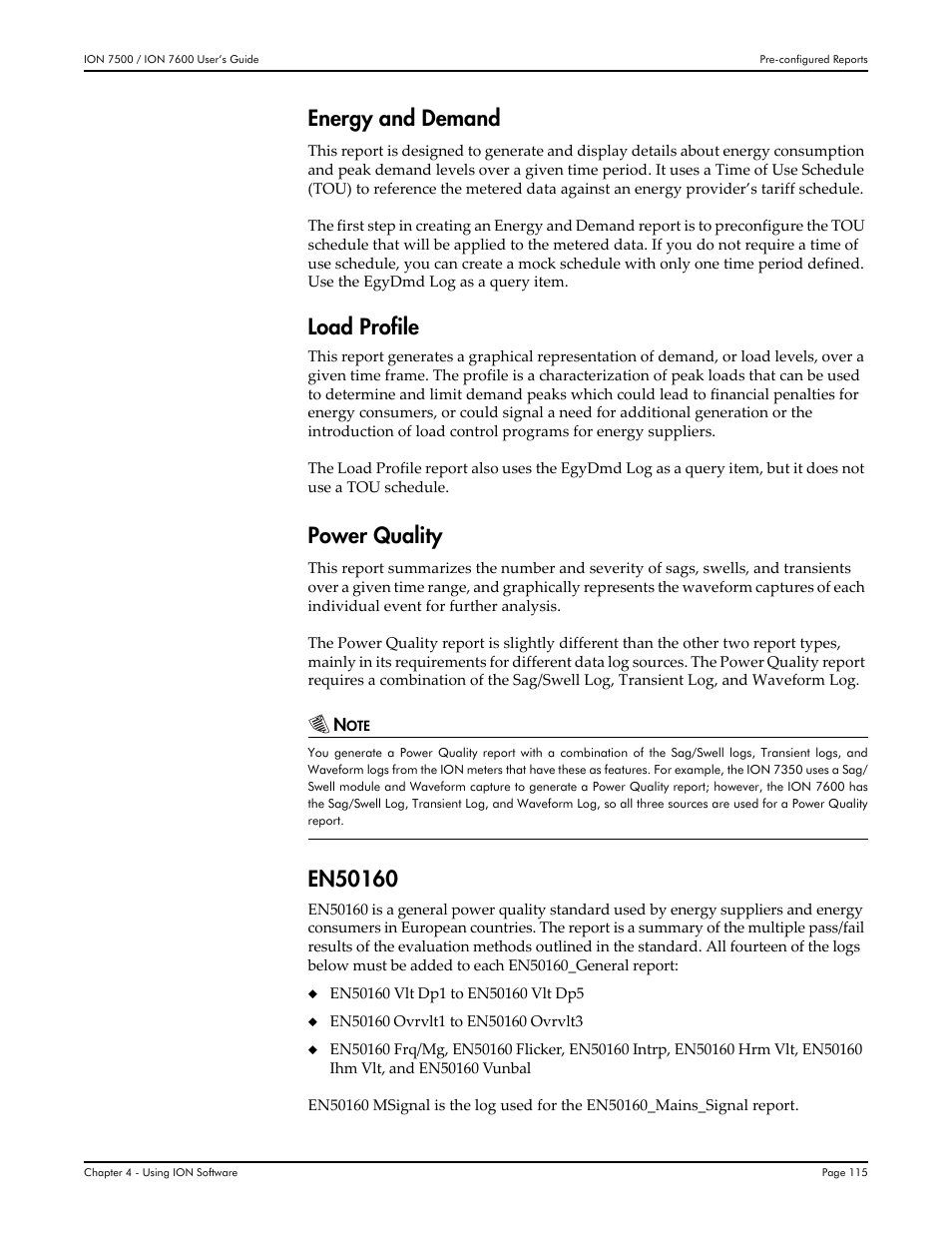 Energy and demand, Load profile, Power quality | Multi-Tech Systems 7500 User Manual | Page 115 / 372
