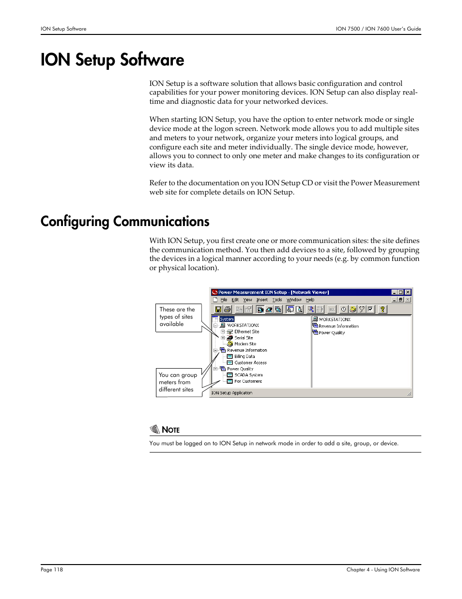 Ion setup software, Configuring communications | Multi-Tech Systems 7500 User Manual | Page 118 / 372