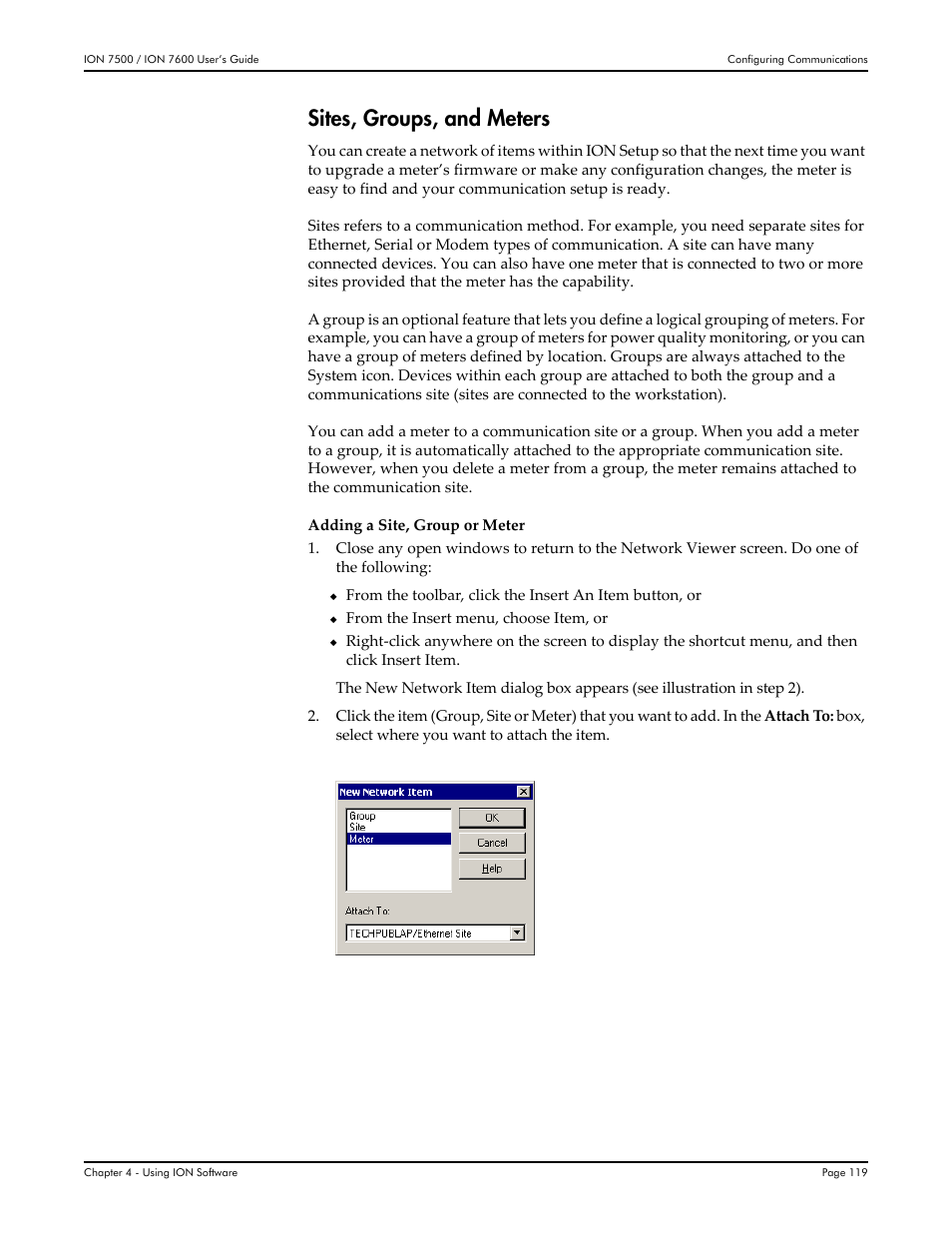 Sites, groups, and meters | Multi-Tech Systems 7500 User Manual | Page 119 / 372