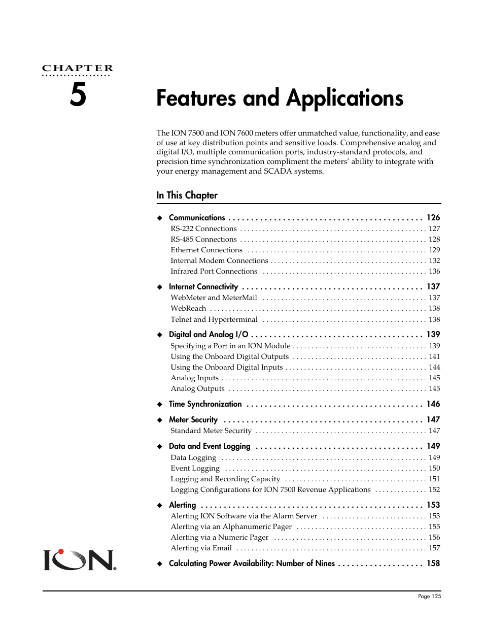 5 features and applications, Chapter 5, Features and applications | Multi-Tech Systems 7500 User Manual | Page 125 / 372