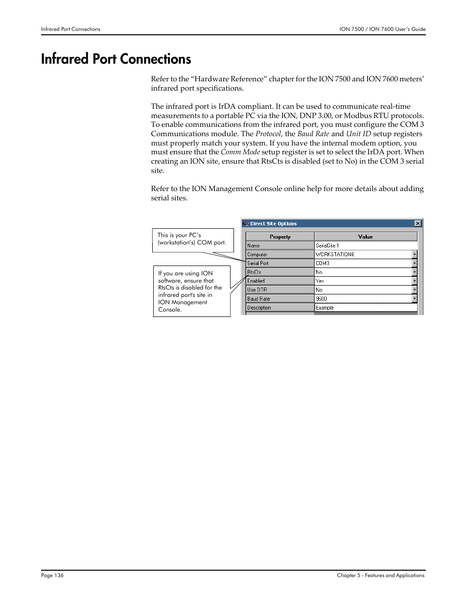 Infrared port connections | Multi-Tech Systems 7500 User Manual | Page 136 / 372