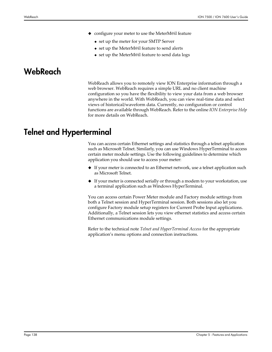 Webreach, Telnet and hyperterminal, Webreach telnet and hyperterminal | Multi-Tech Systems 7500 User Manual | Page 138 / 372
