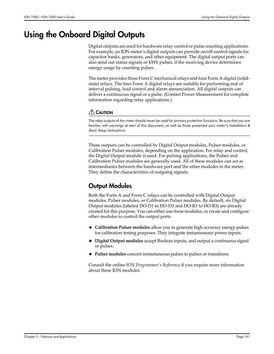 Using the onboard digital outputs, Output modules | Multi-Tech Systems 7500 User Manual | Page 141 / 372