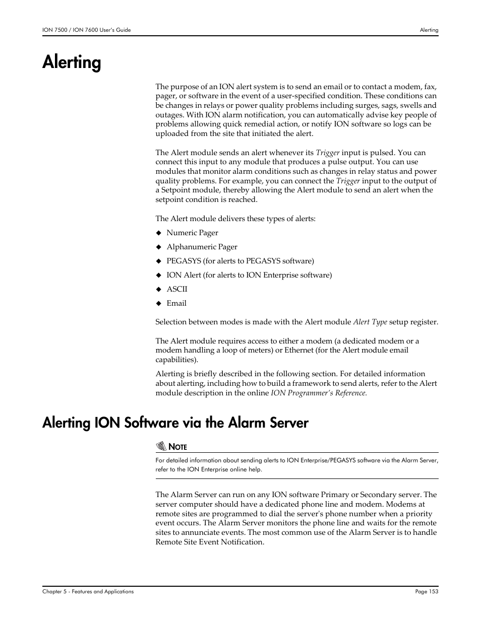 Alerting, Alerting ion software via the alarm server | Multi-Tech Systems 7500 User Manual | Page 153 / 372