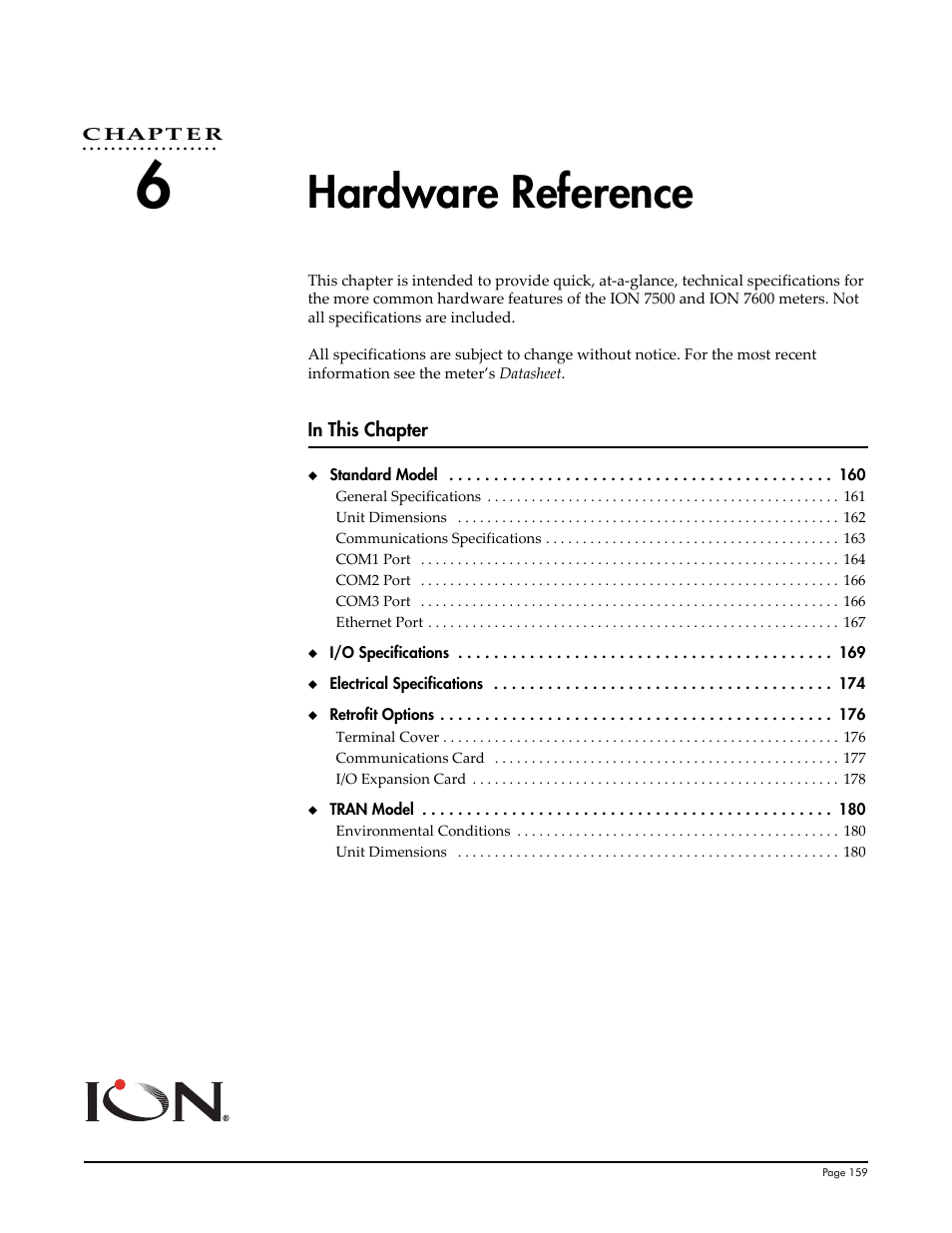 6 hardware reference, Chapter 6, Hardware reference | Multi-Tech Systems 7500 User Manual | Page 159 / 372