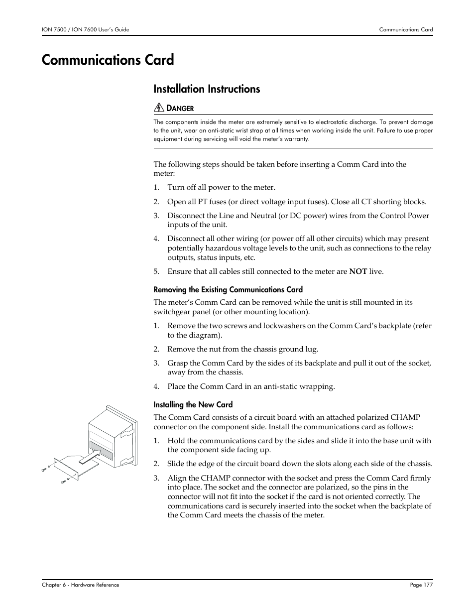 Communications card, Installation instructions | Multi-Tech Systems 7500 User Manual | Page 177 / 372