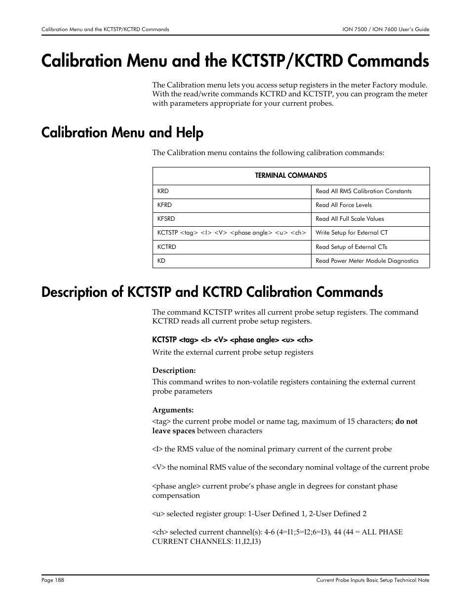 Calibration menu and the kctstp/kctrd commands, Calibration menu and help | Multi-Tech Systems 7500 User Manual | Page 188 / 372