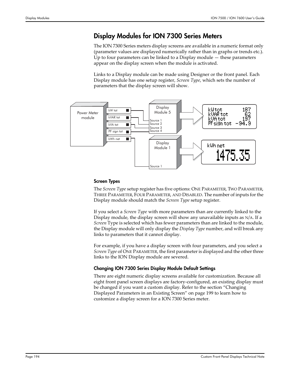 Display modules for ion 7300 series meters | Multi-Tech Systems 7500 User Manual | Page 194 / 372
