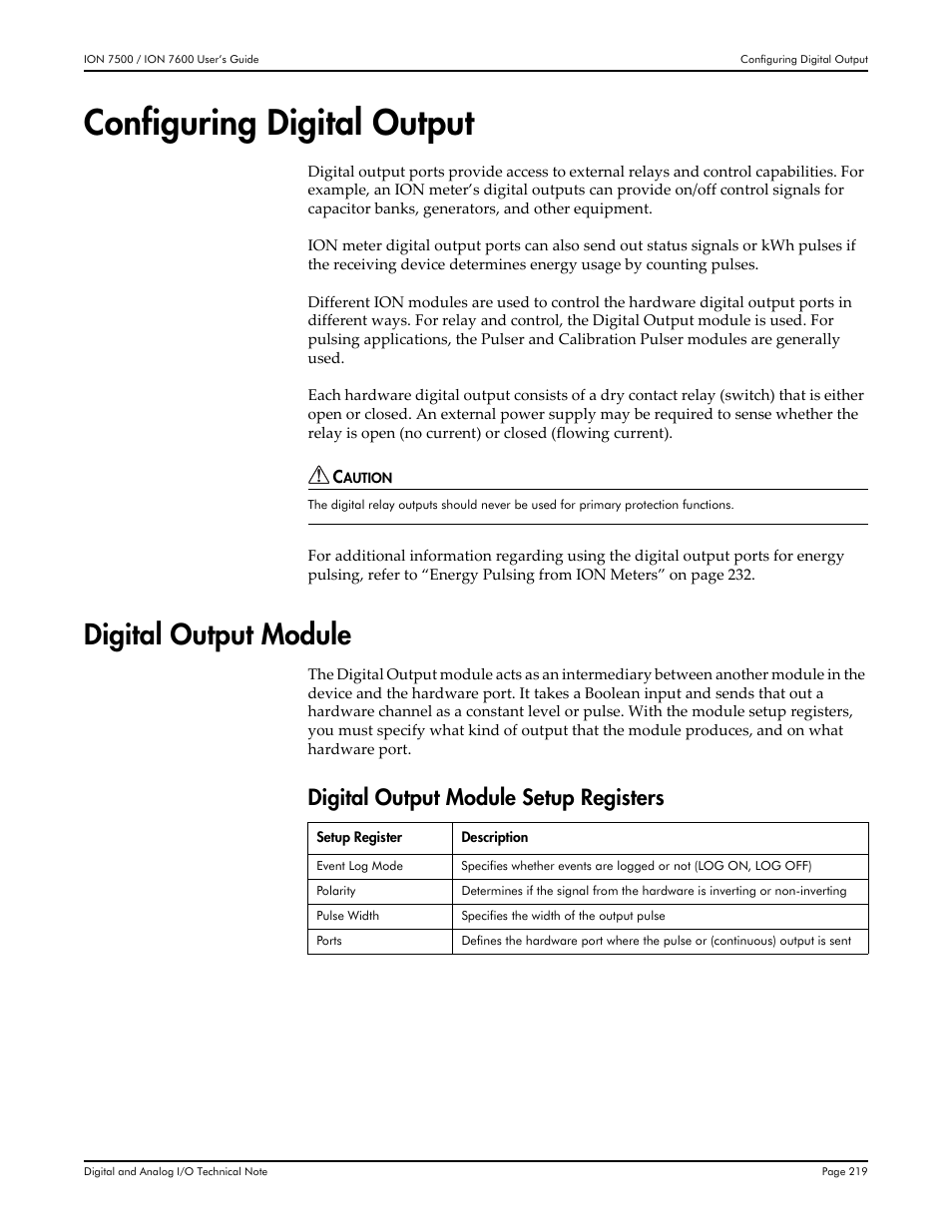Configuring digital output, Digital output module, Digital output module setup registers | Multi-Tech Systems 7500 User Manual | Page 219 / 372