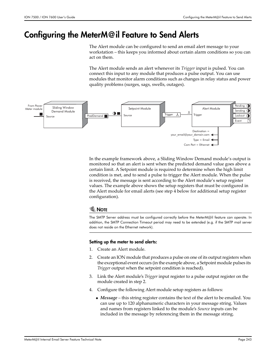 Configuring the meterm@il feature to send alerts | Multi-Tech Systems 7500 User Manual | Page 243 / 372