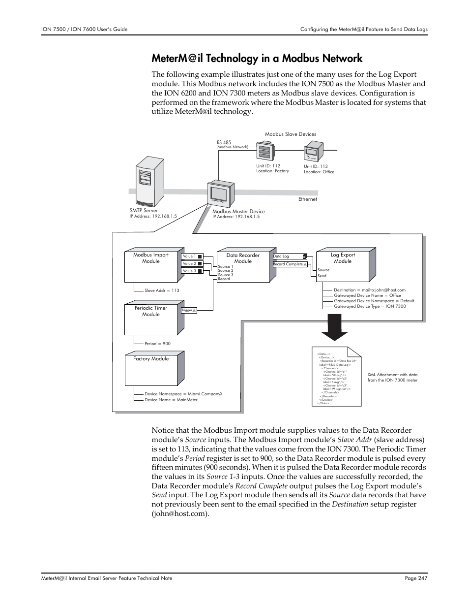 Meterm@il technology in a modbus network | Multi-Tech Systems 7500 User Manual | Page 247 / 372