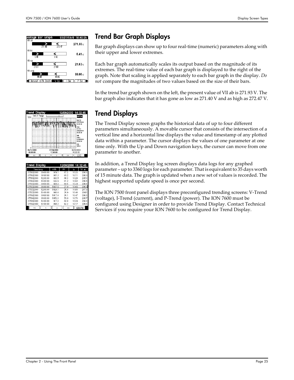Trend bar graph displays, Trend displays | Multi-Tech Systems 7500 User Manual | Page 25 / 372