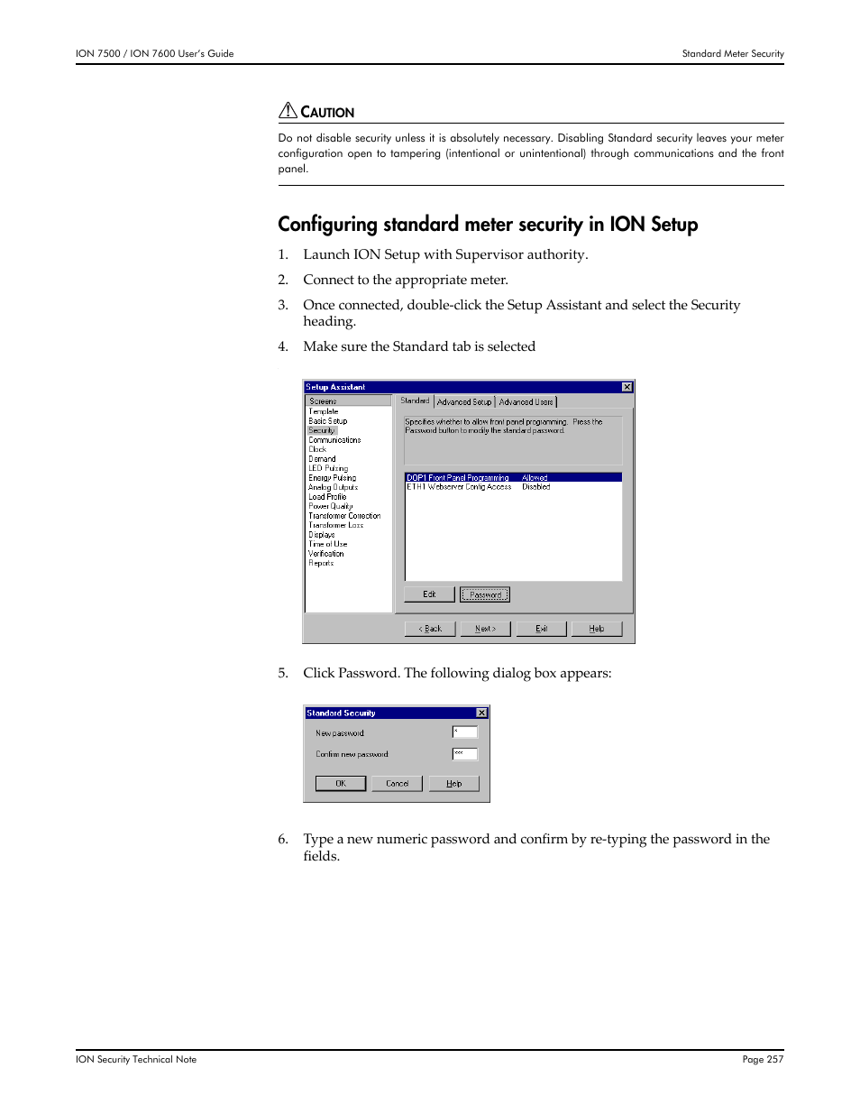 Configuring standard meter security in ion setup | Multi-Tech Systems 7500 User Manual | Page 257 / 372