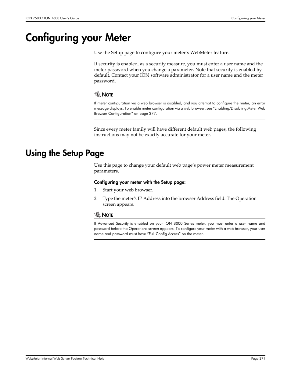 Configuring your meter, Using the setup page | Multi-Tech Systems 7500 User Manual | Page 271 / 372