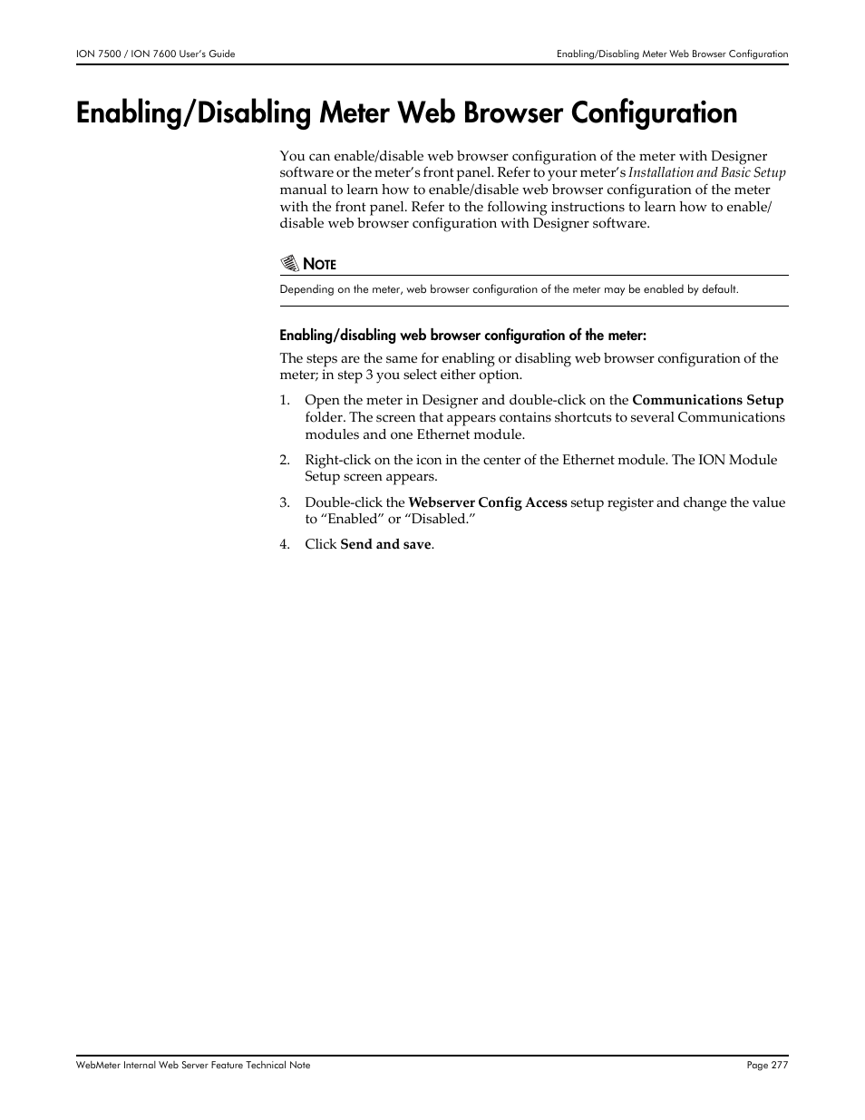 Enabling/disabling meter web browser configuration | Multi-Tech Systems 7500 User Manual | Page 277 / 372