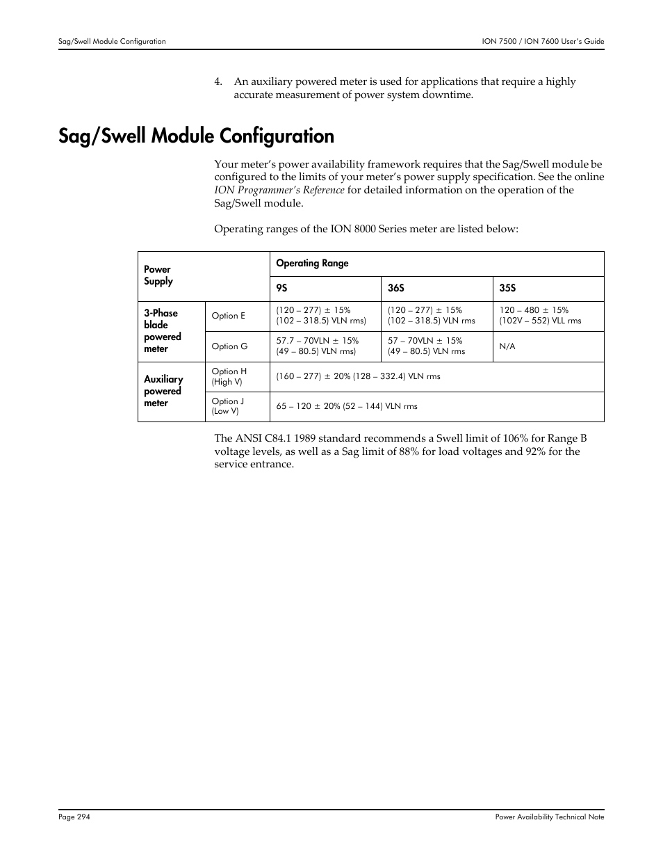 Sag/swell module configuration | Multi-Tech Systems 7500 User Manual | Page 294 / 372