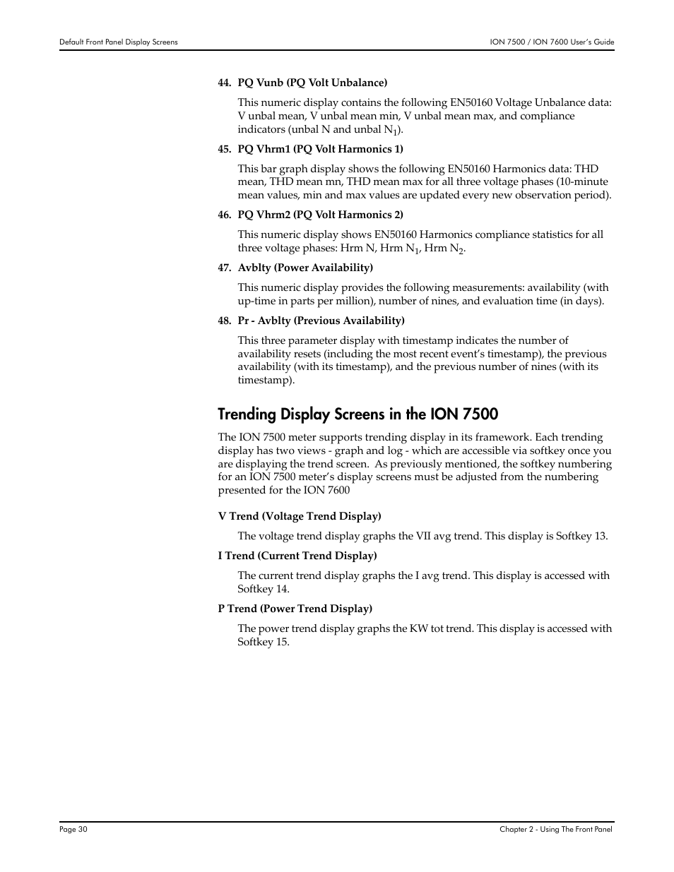 Trending display screens in the ion 7500 | Multi-Tech Systems 7500 User Manual | Page 30 / 372