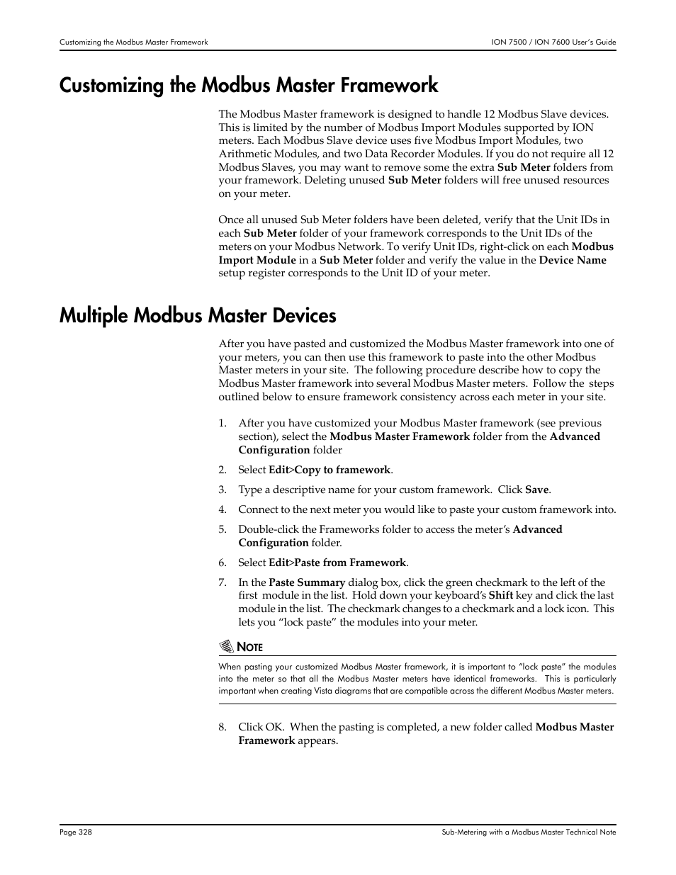Customizing the modbus master framework, Multiple modbus master devices | Multi-Tech Systems 7500 User Manual | Page 328 / 372