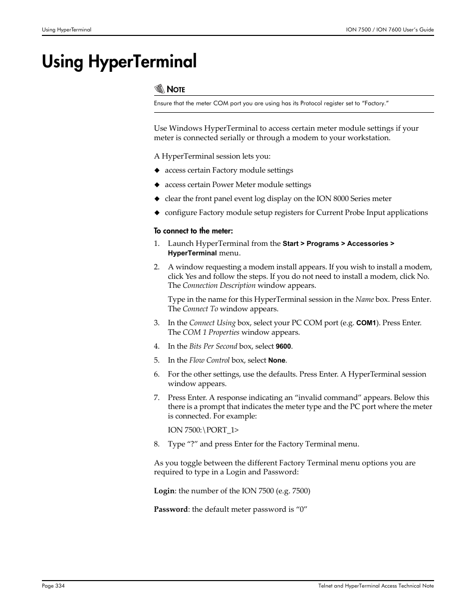 Using hyperterminal | Multi-Tech Systems 7500 User Manual | Page 334 / 372