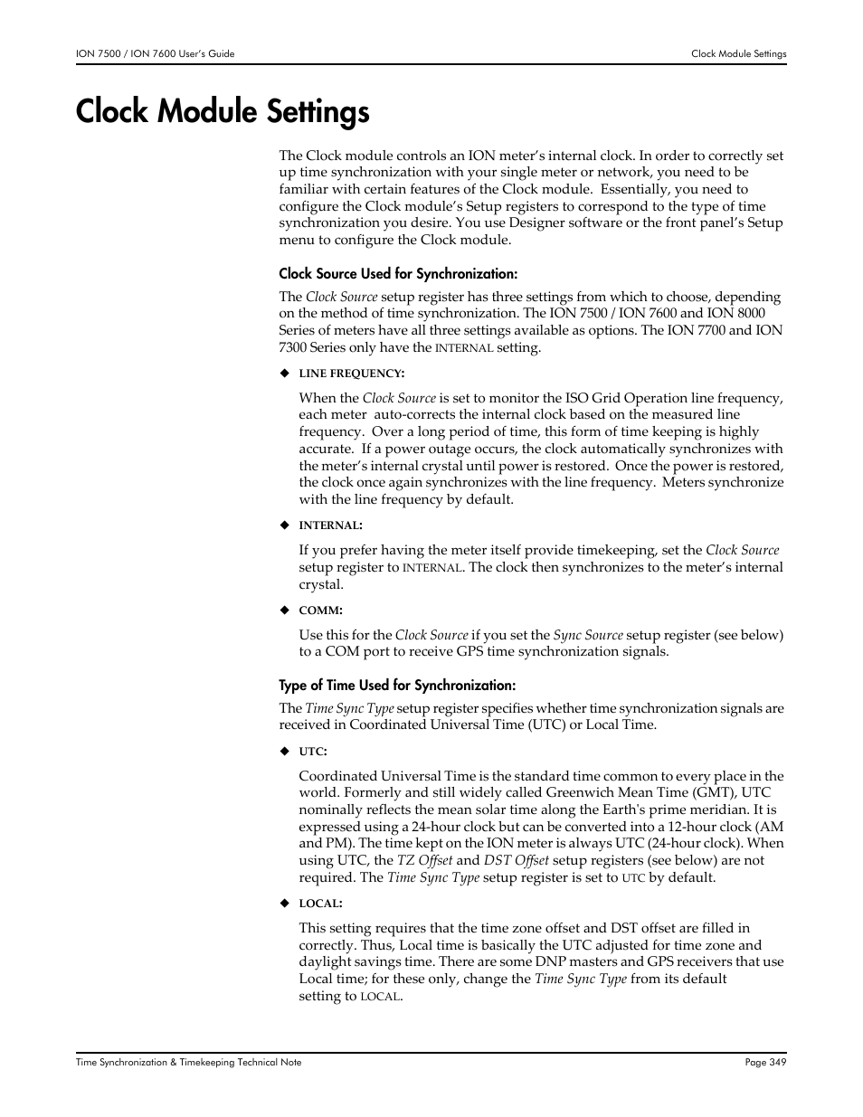 Clock module settings | Multi-Tech Systems 7500 User Manual | Page 349 / 372