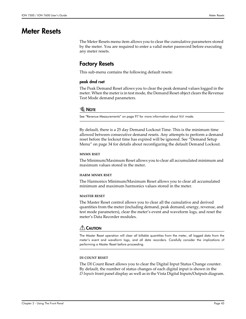 Meter resets, Factory resets | Multi-Tech Systems 7500 User Manual | Page 43 / 372