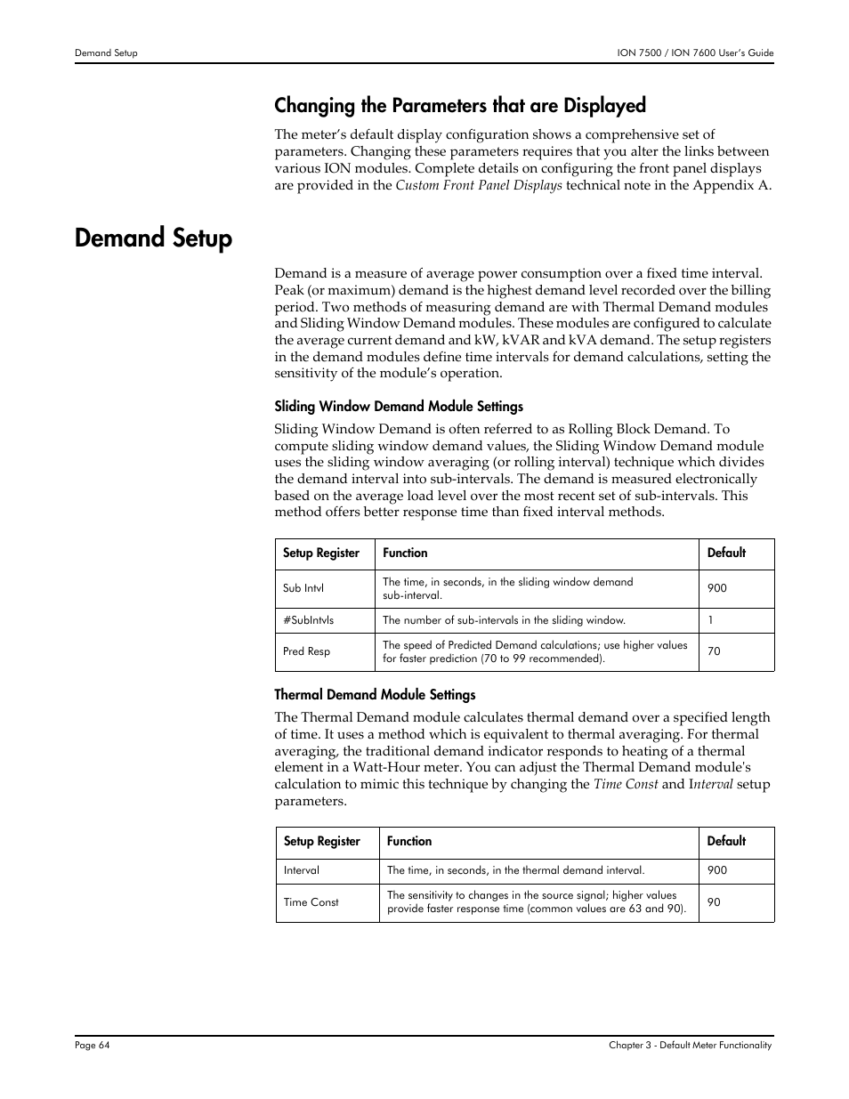 Demand setup, Changing the parameters that are displayed | Multi-Tech Systems 7500 User Manual | Page 64 / 372