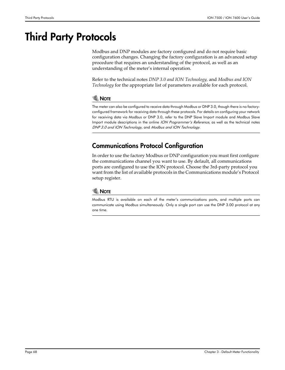 Third party protocols, Communications protocol configuration | Multi-Tech Systems 7500 User Manual | Page 68 / 372