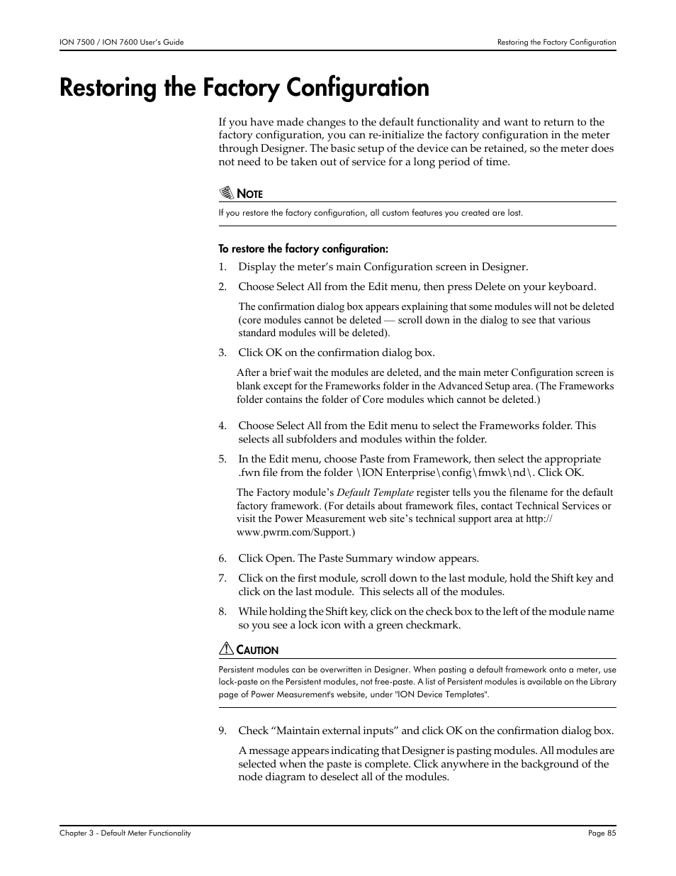 Restoring the factory configuration | Multi-Tech Systems 7500 User Manual | Page 85 / 372