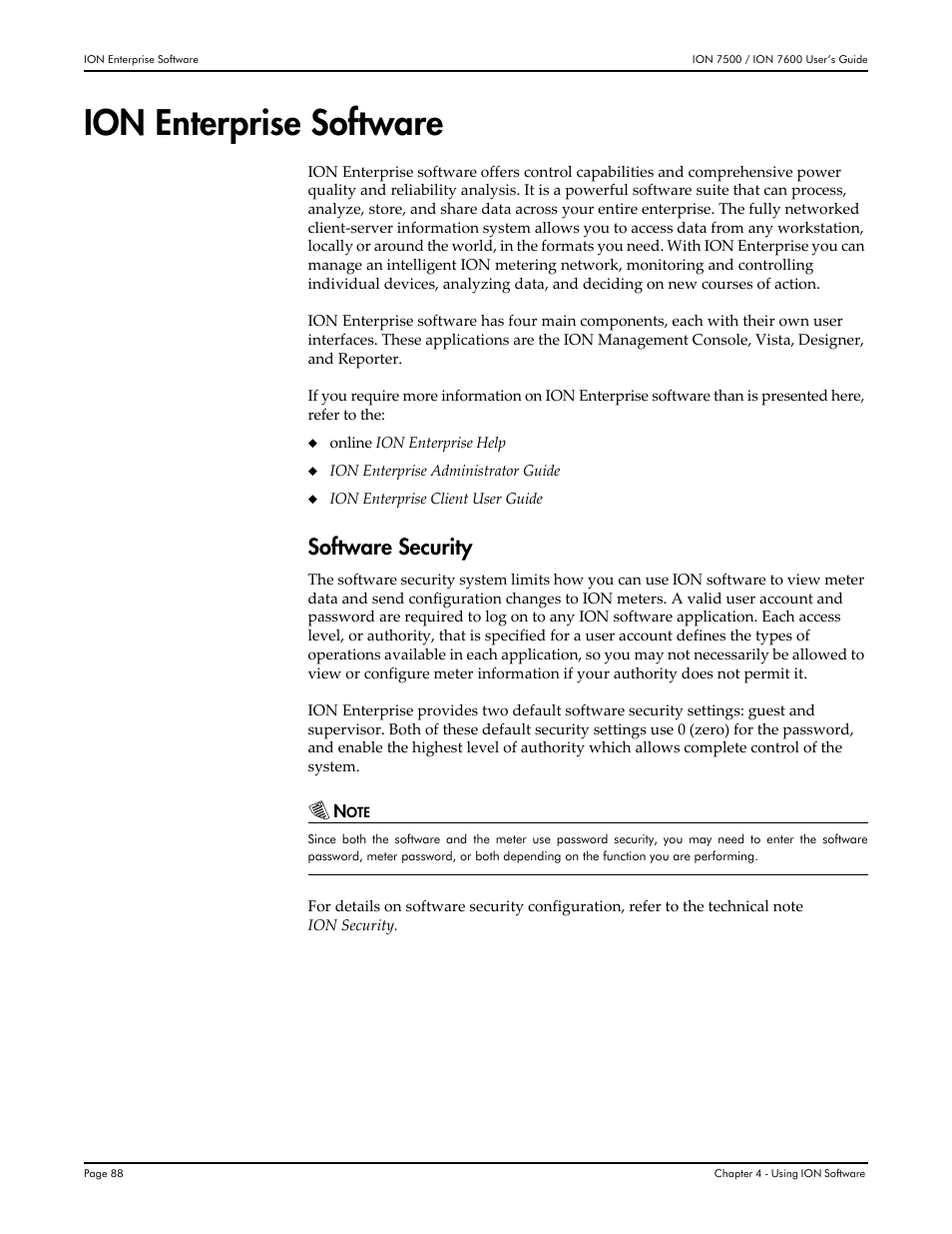 Ion enterprise software, Software security | Multi-Tech Systems 7500 User Manual | Page 88 / 372