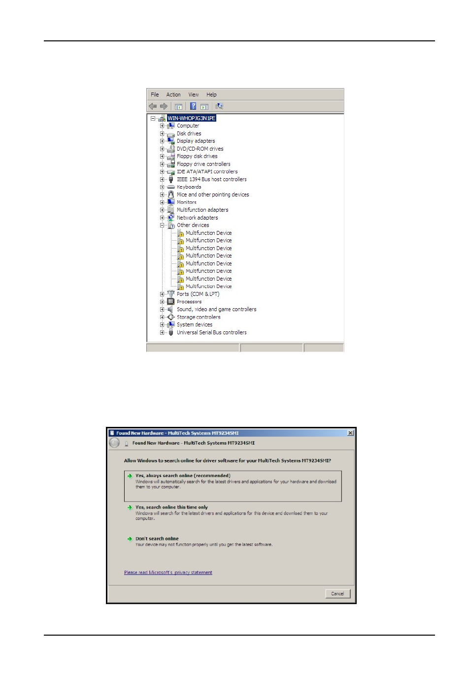 Installation of the modem | Multi-Tech Systems INTELLIGENT SERIAL INTERFACE ISI9234PCIE User Manual | Page 10 / 18