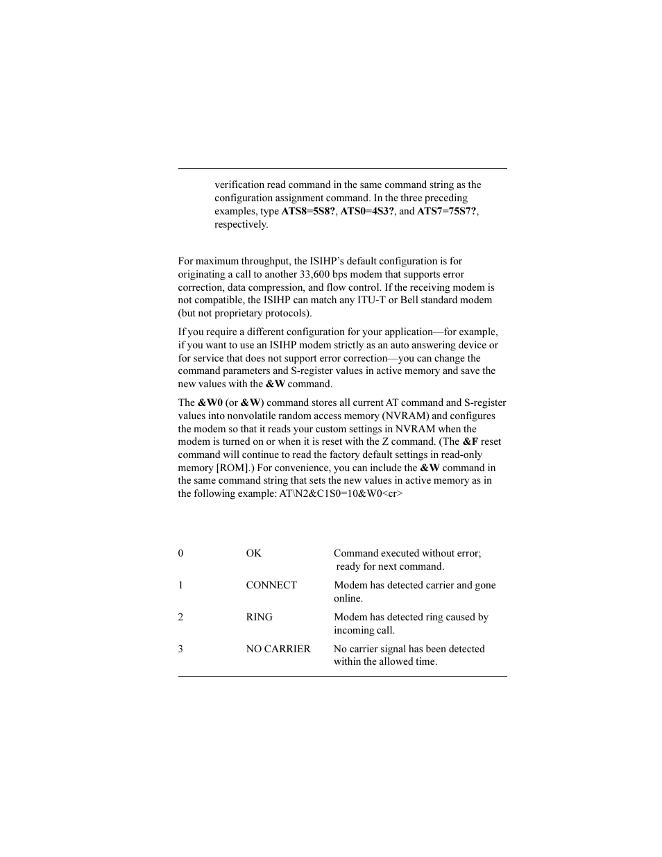 Modem result codes | Multi-Tech Systems ISIHP-2U User Manual | Page 101 / 155