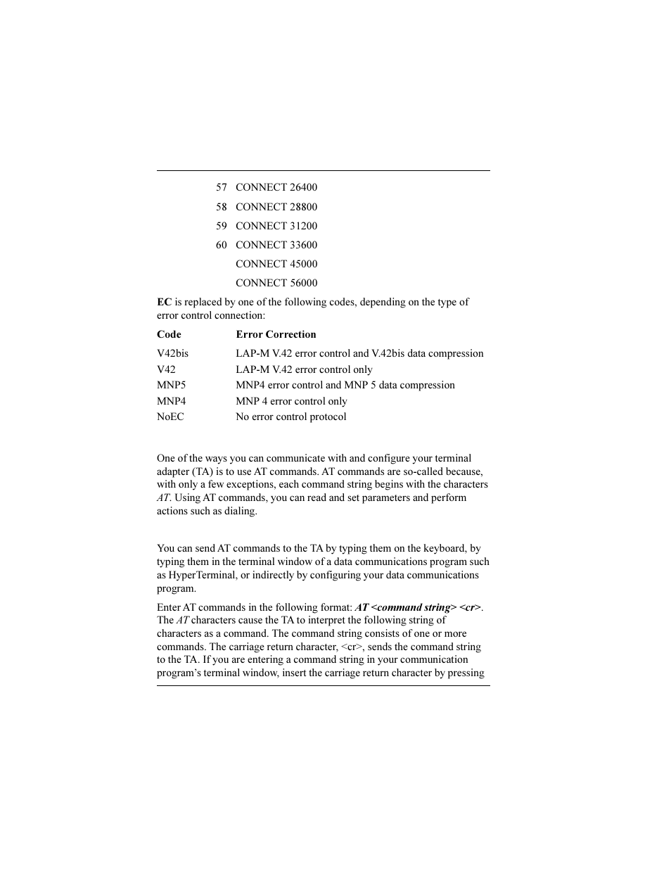 Terminal adapter at commands | Multi-Tech Systems ISIHP-2U User Manual | Page 104 / 155