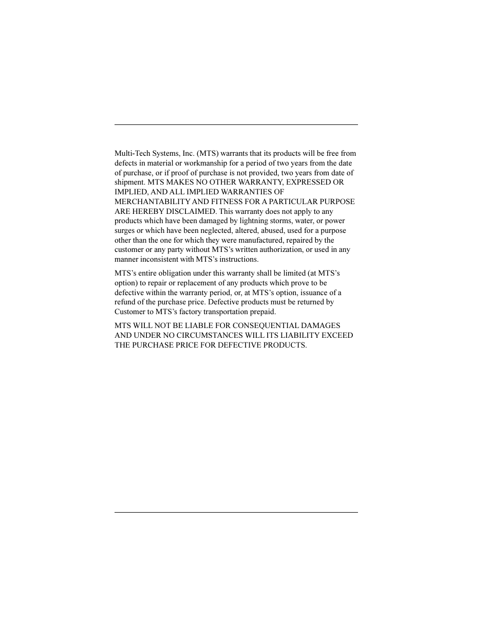 Limited warranty | Multi-Tech Systems ISIHP-2U User Manual | Page 72 / 155