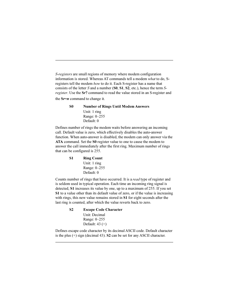 Modem s-registers | Multi-Tech Systems ISIHP-2U User Manual | Page 94 / 155