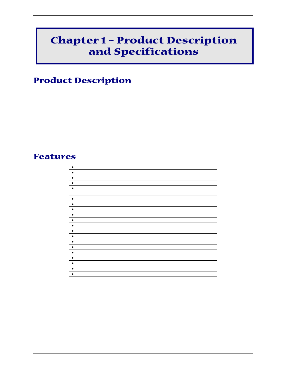 Chapter 1 – product description and specifications, Product description, Features | Multi-Tech Systems MULTIMODEM MTCBA-G-U-F4 User Manual | Page 4 / 33