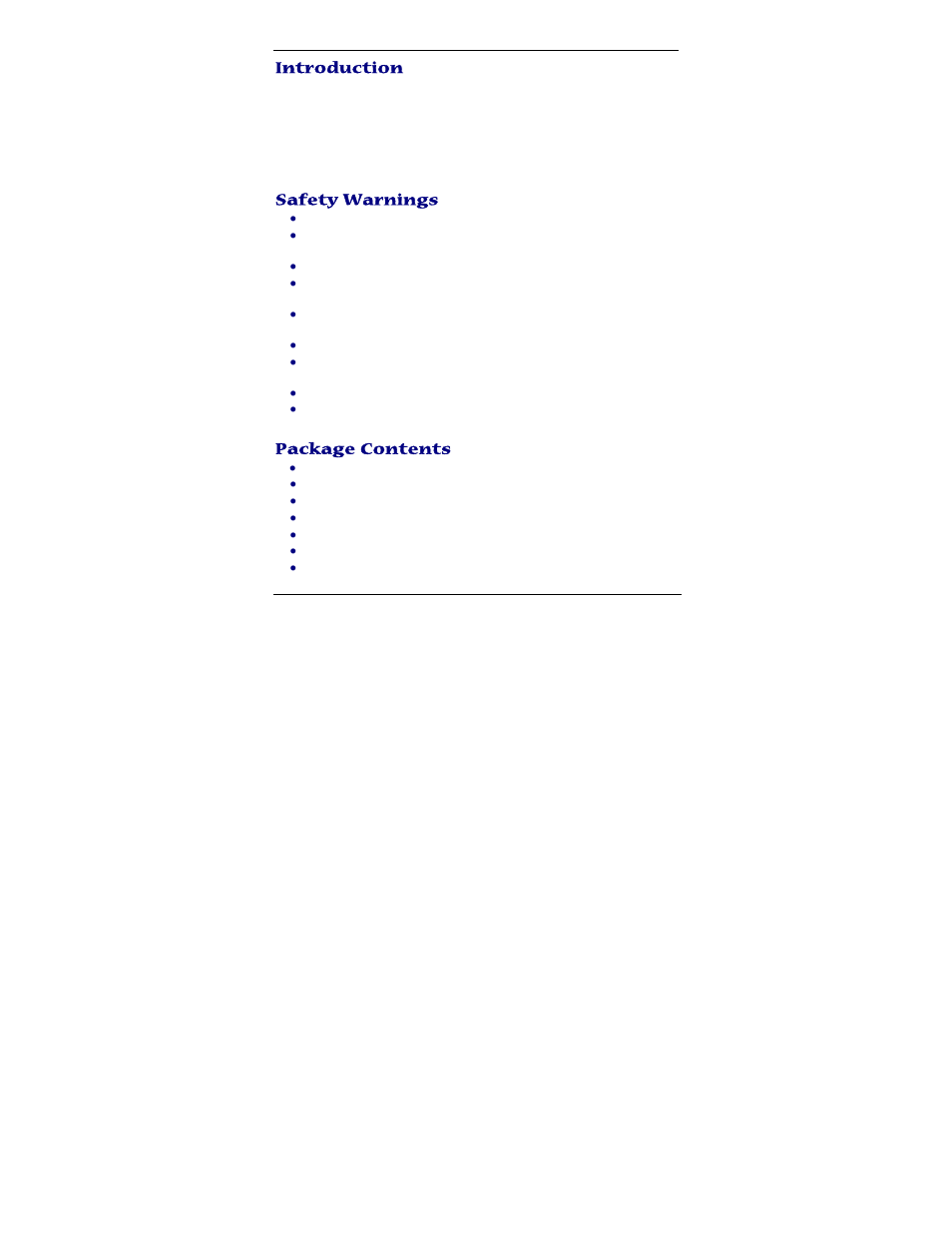 Introduction, Safety warnings, Package contents | Multi-Tech Systems MT5656ZDX Series User Manual | Page 3 / 8