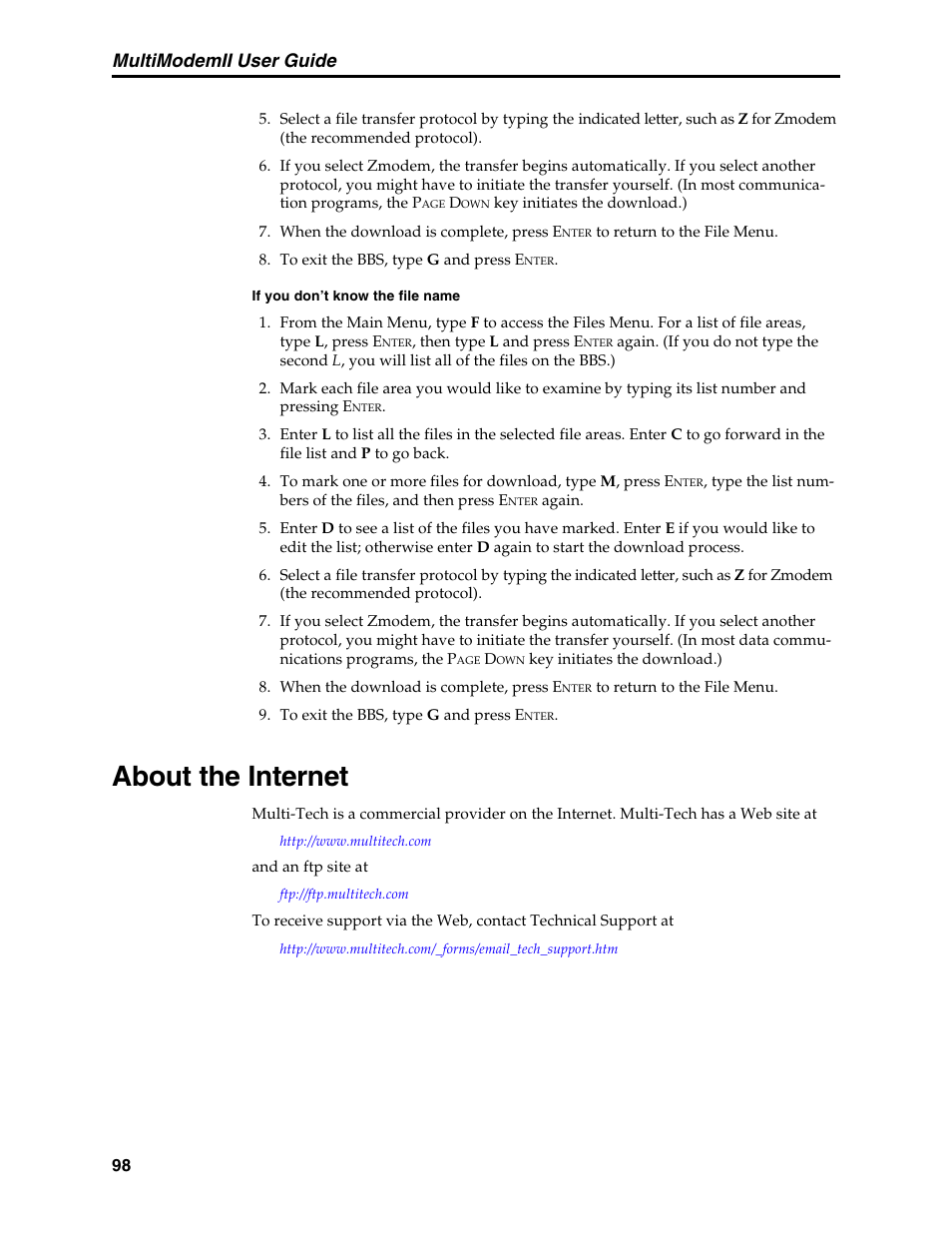 About the internet, Multimodemii user guide | Multi-Tech Systems MT5600BL User Manual | Page 106 / 118