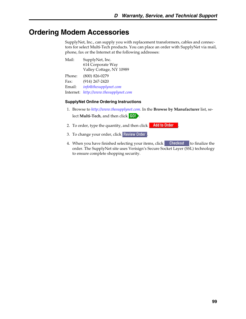 Ordering modem accessories | Multi-Tech Systems MT5600BL User Manual | Page 107 / 118