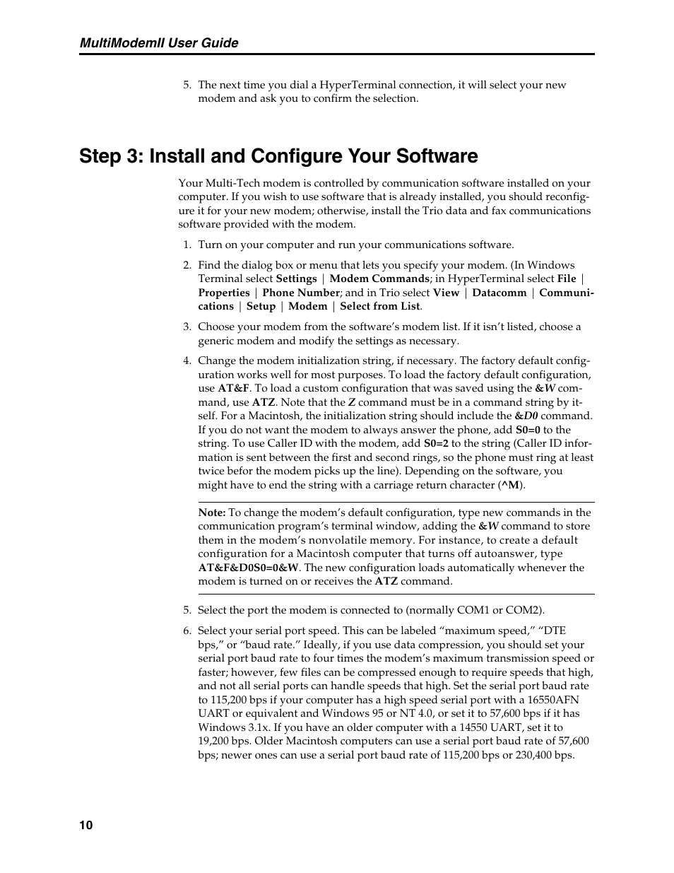 Step 3: install and configure your software | Multi-Tech Systems MT5600BL User Manual | Page 18 / 118