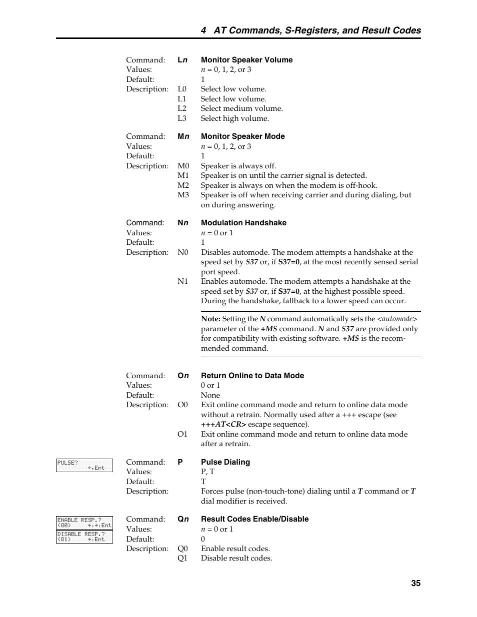 4 at commands, s-registers, and result codes | Multi-Tech Systems MT5600BL User Manual | Page 43 / 118