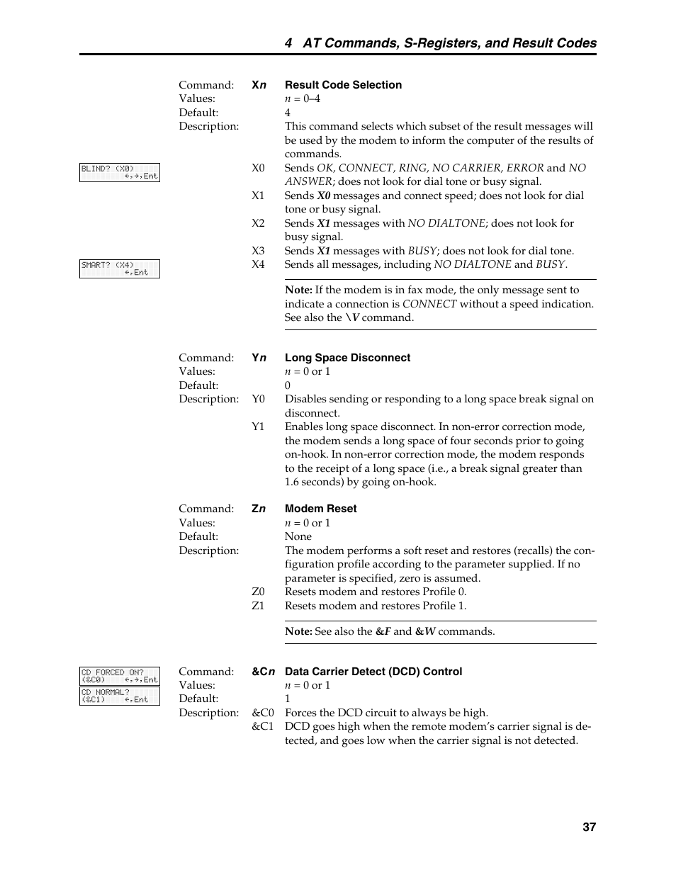 4 at commands, s-registers, and result codes | Multi-Tech Systems MT5600BL User Manual | Page 45 / 118