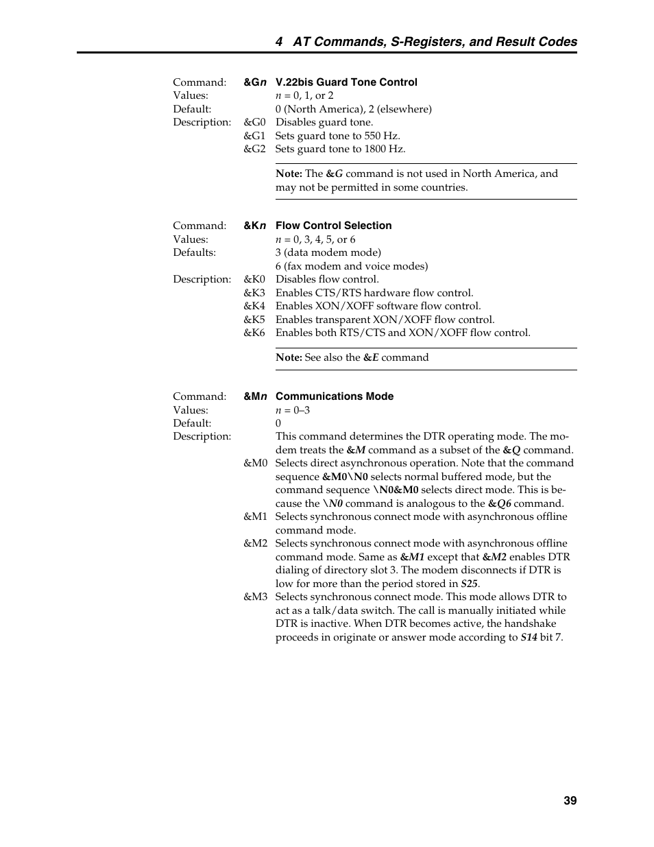 4 at commands, s-registers, and result codes | Multi-Tech Systems MT5600BL User Manual | Page 47 / 118