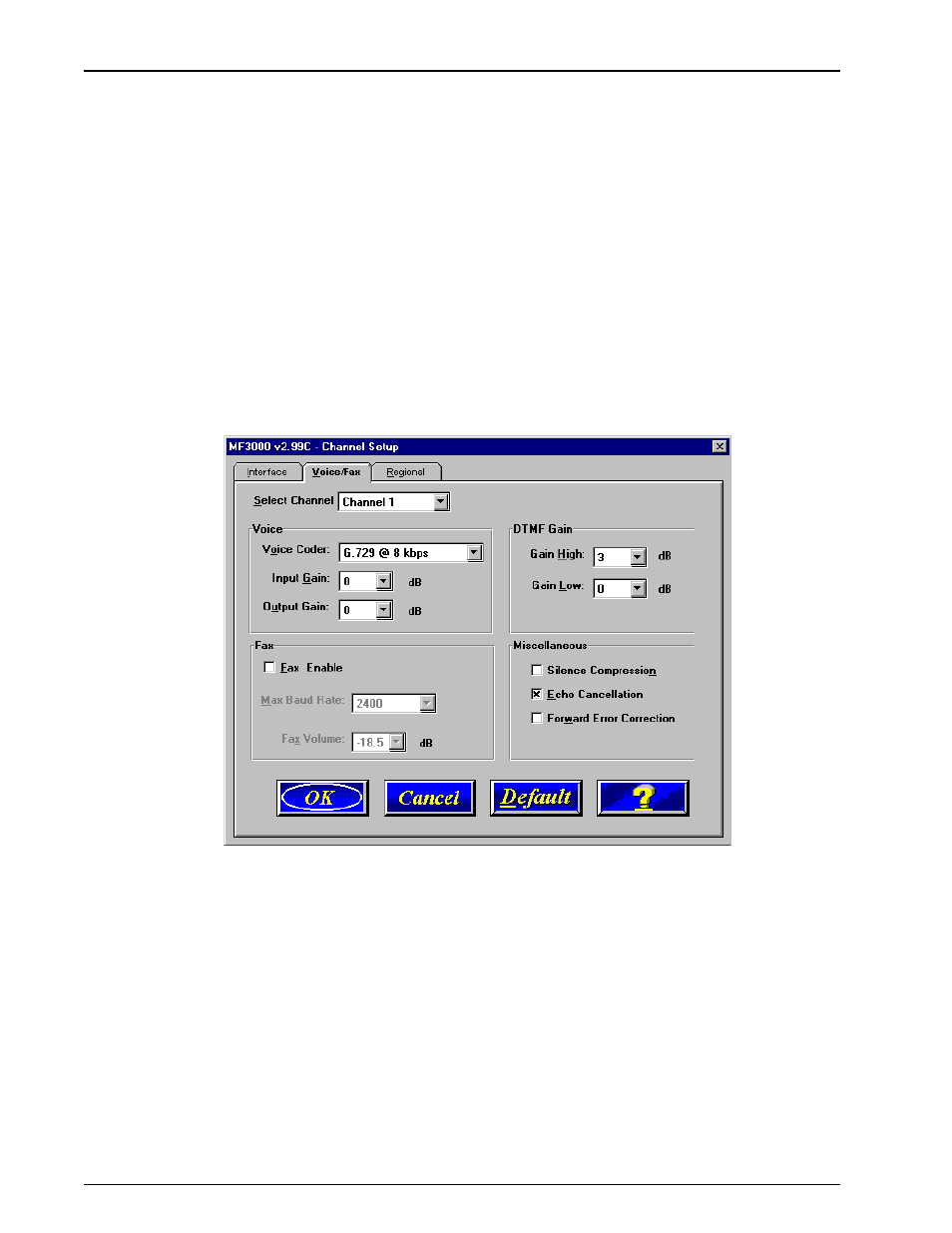 Voice/fax, Fxo interface, E&m interface | Multi-Tech Systems FR3060 User Manual | Page 56 / 105