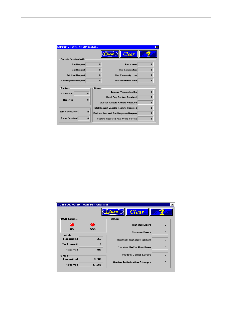 Snmp statistics, Wan statistics, Snmp statistics wan statistics | Multi-Tech Systems FR3060 User Manual | Page 64 / 105