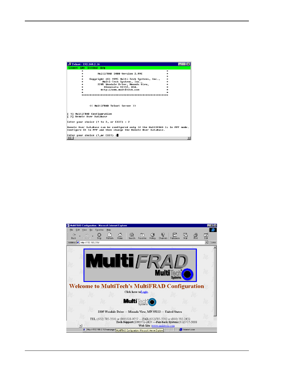 Web browser management, Remote user database | Multi-Tech Systems FR3060 User Manual | Page 76 / 105