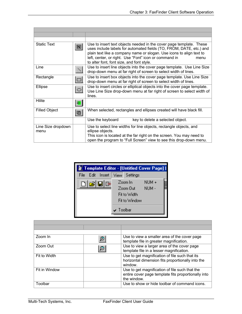 View menu | Multi-Tech Systems FaxFinder V.34 Fax Servers FF Model Series User Manual | Page 93 / 96