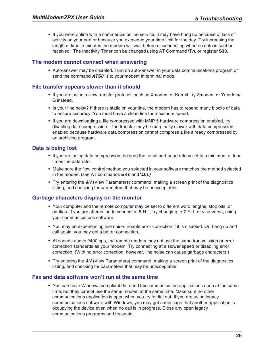 Multi-Tech Systems MT5634ZPX-V.92-ISA User Manual | Page 26 / 51